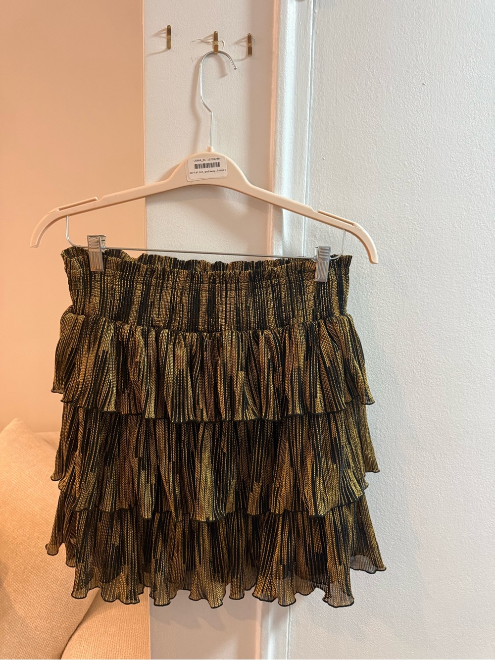 Wildfox Olive and Black Tiered Ruffle Mini Skirt